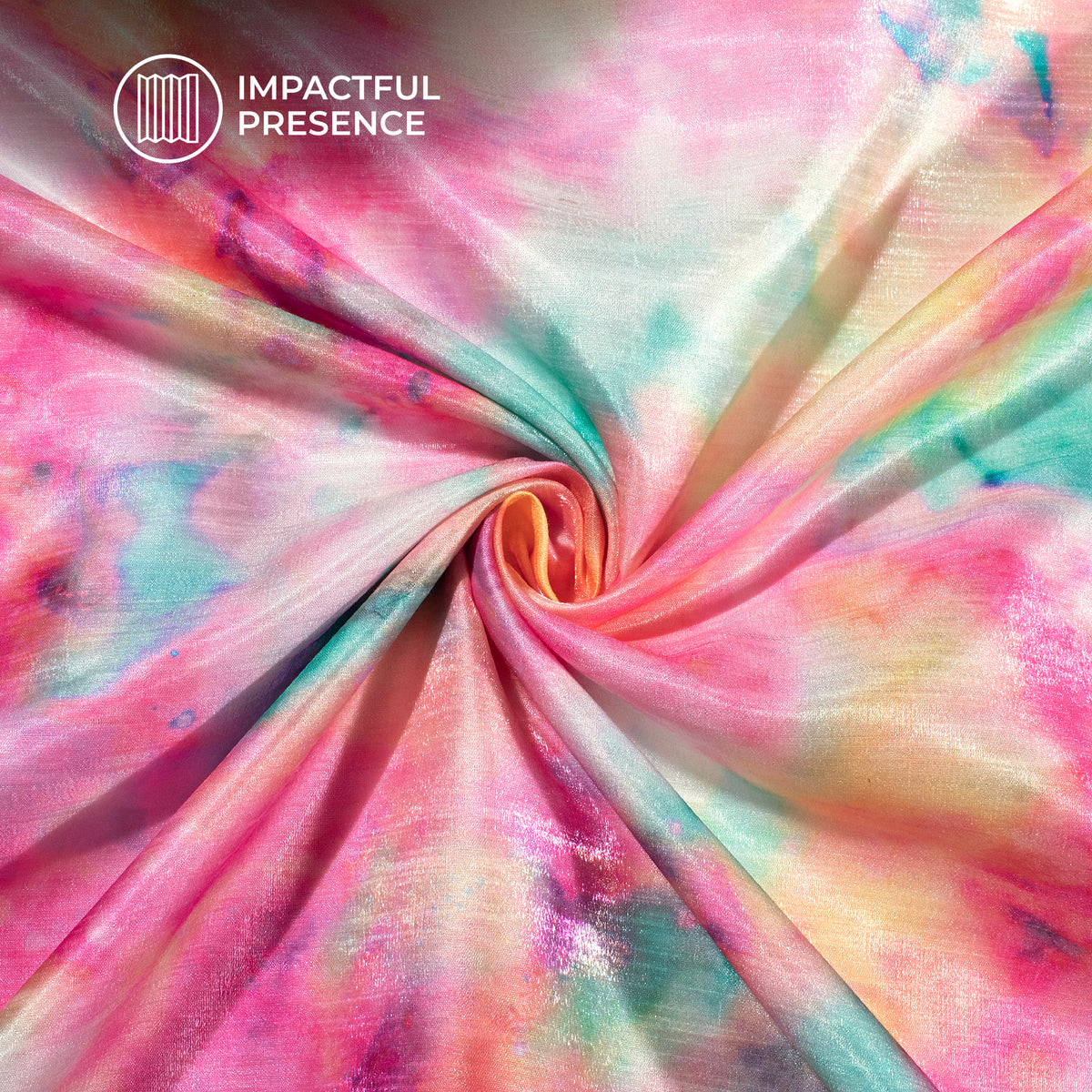 Pink Tie And Dye Pattern Digital Print Silk Satin Fabric