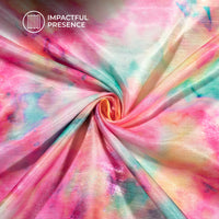 Pink Tye And Dye Pattern Digital Print Silk Satin Fabric