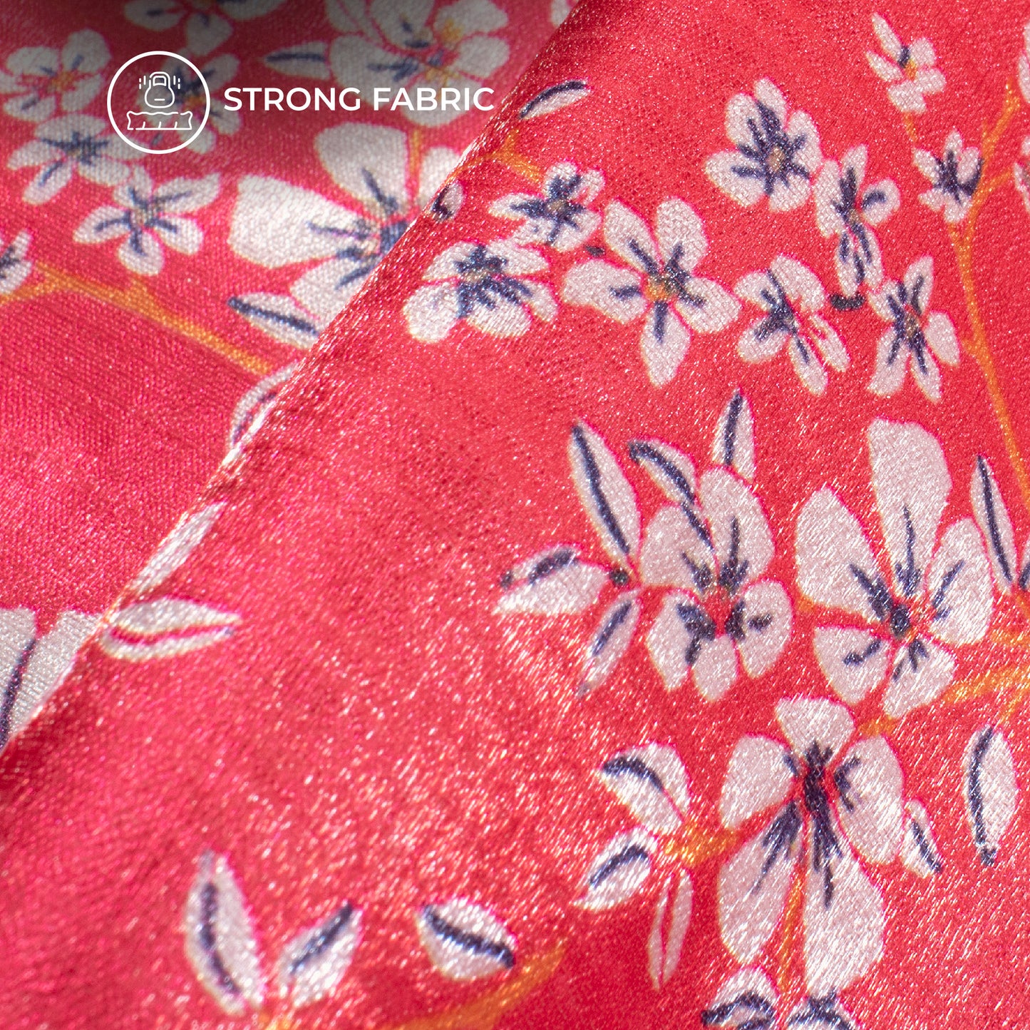 Amaranth Floral Pattern Digital Print Silk Satin Fabric