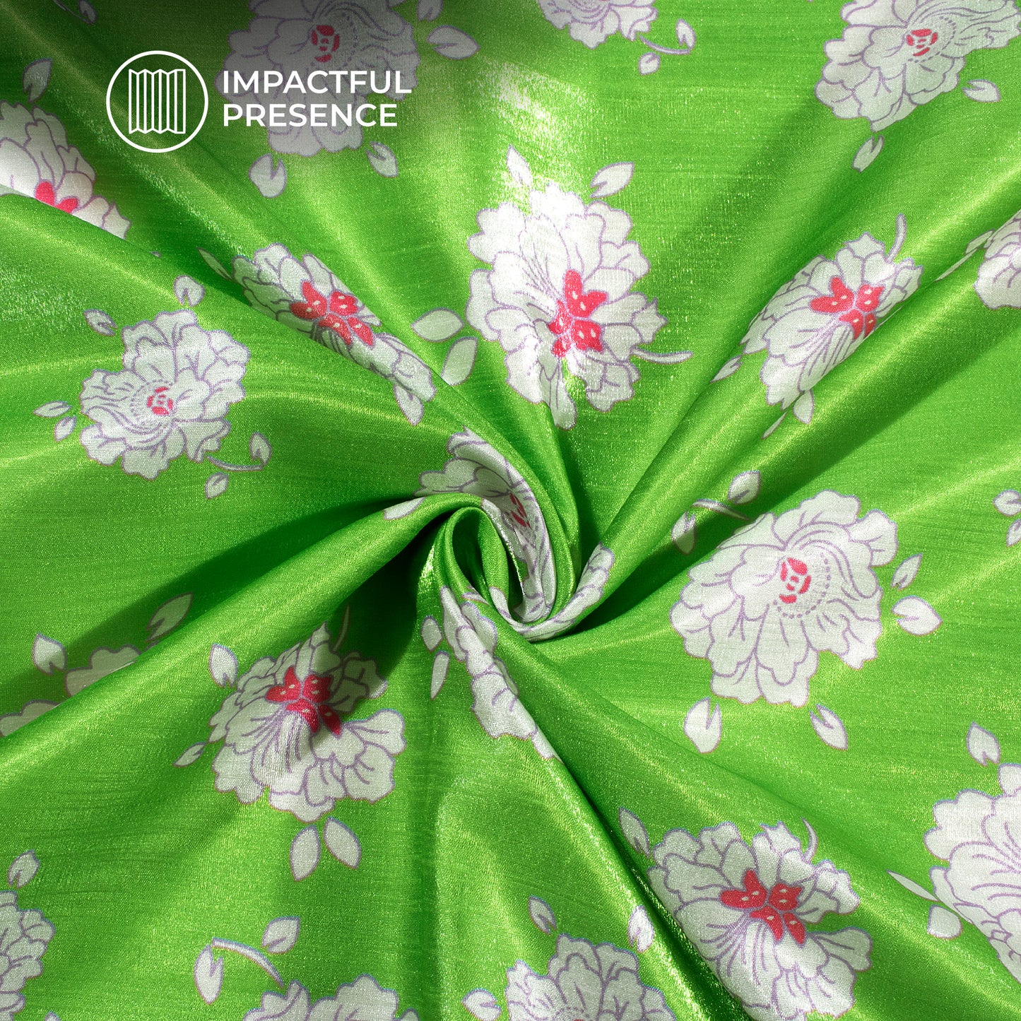 Green Fertility Floral Pattern Digital Print Silk Satin Fabric