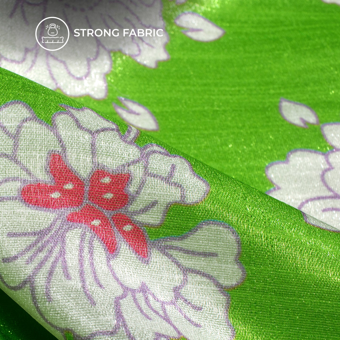 Green Fertility Floral Pattern Digital Print Silk Satin Fabric