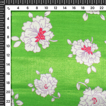 Green Fertility Floral Pattern Digital Print Silk Satin Fabric