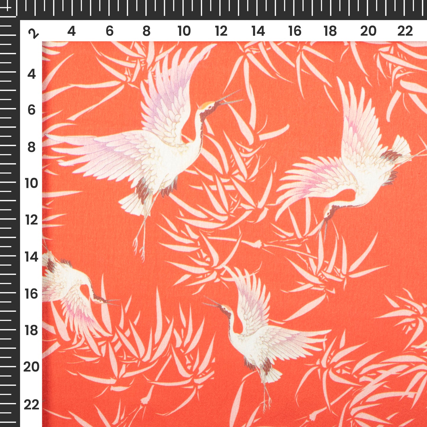 Rose Red Bird Digital Print Japan Satin Fabric