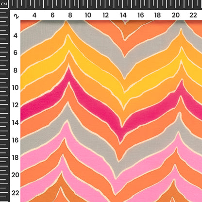 Multi-Color Chevron Pattern Digital Print Viscose Natural Crepe Fabric