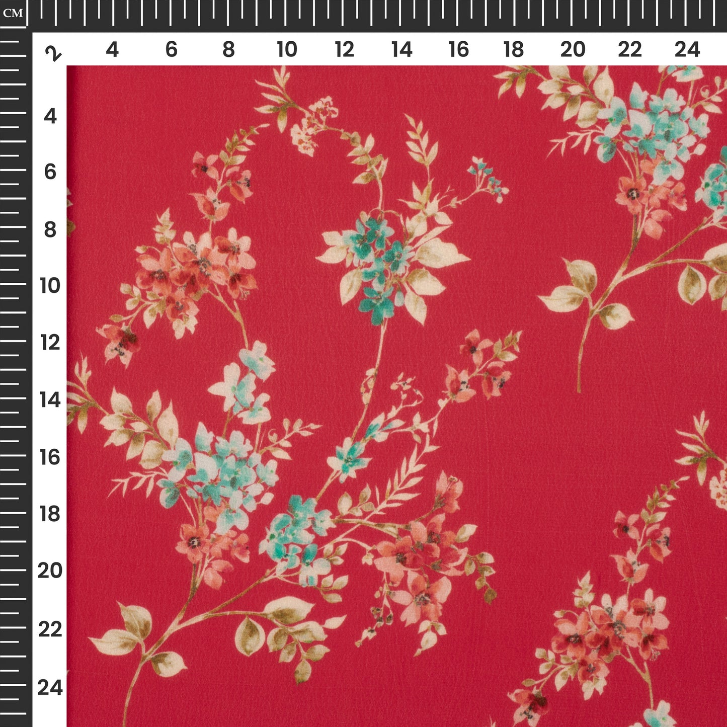 Hot Pink Floral Pattern Digital Print Viscose Natural Crepe Fabric