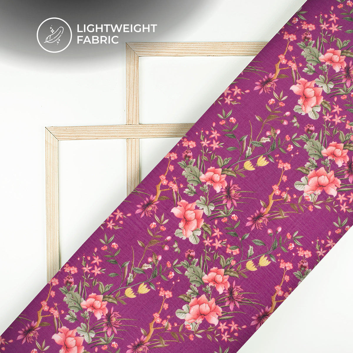 Midnight Purple Floral Digital Print Poly Chinnon Chiffon Fabric