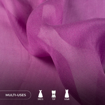 Puple Ombre Pattern Digital Print Pure Organza Fabric