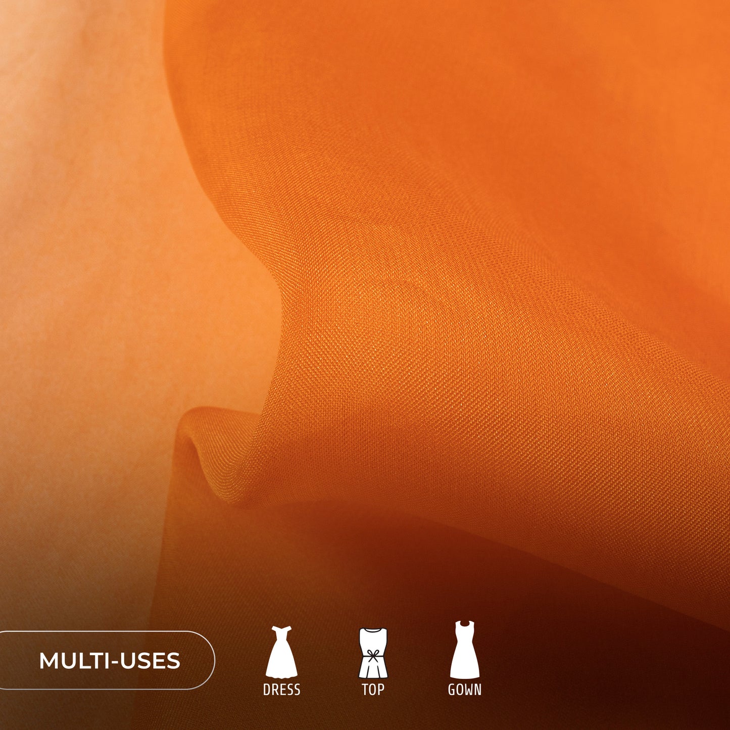 Orange Ombre Pattern Digital Print Pure Organza Fabric