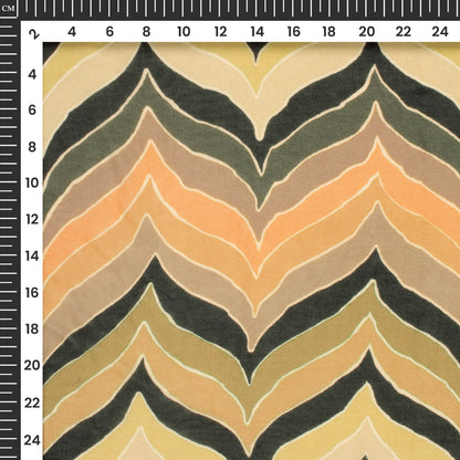 Black Chevron Digital Print Pure Georgette Fabric