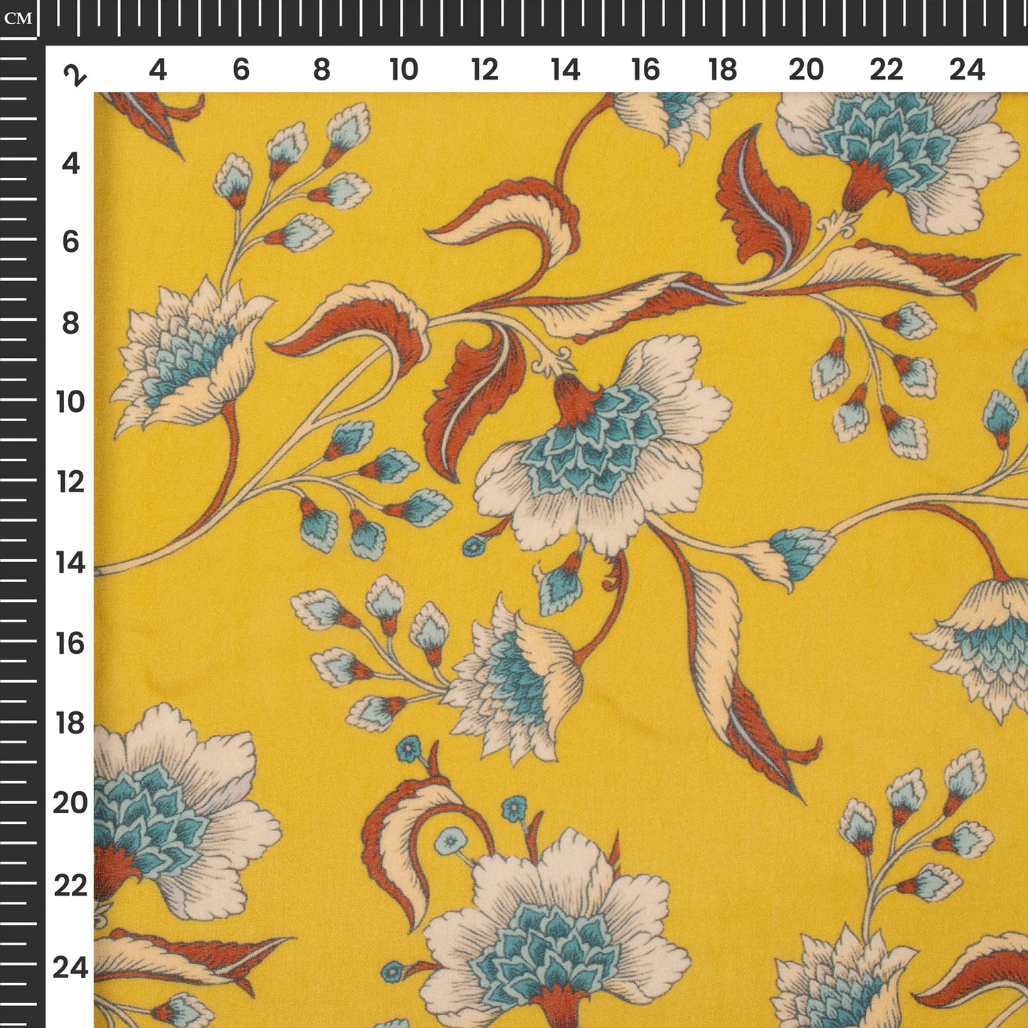 Amber Yellow Floral Digital Print Pure Georgette Fabric