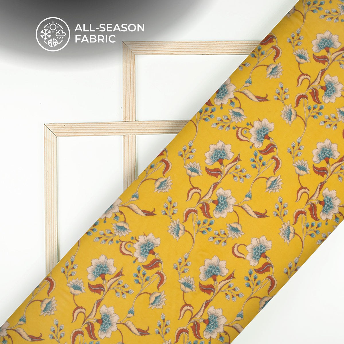 Amber Yellow Floral Digital Print Pure Georgette Fabric