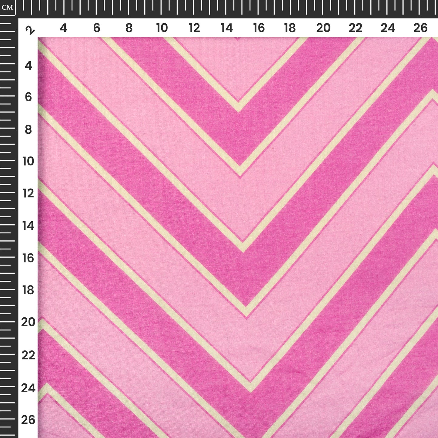 Fuscia Pink Chevron Digital Print Pure Cotton Mulmul Fabric