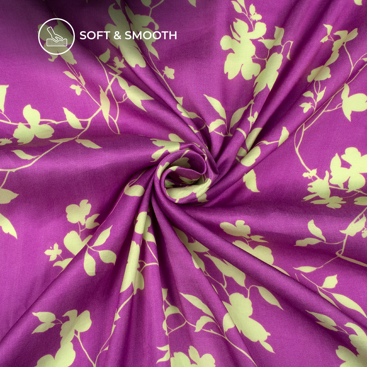 Purple Violet Floral Digital Print Viscose Gaji Silk Fabric