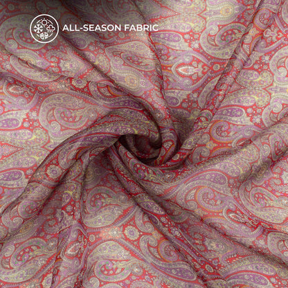 Vintage Paisley Digital Print Pure Organza Fabric
