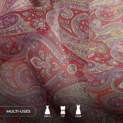 Vintage Paisley Digital Print Pure Organza Fabric