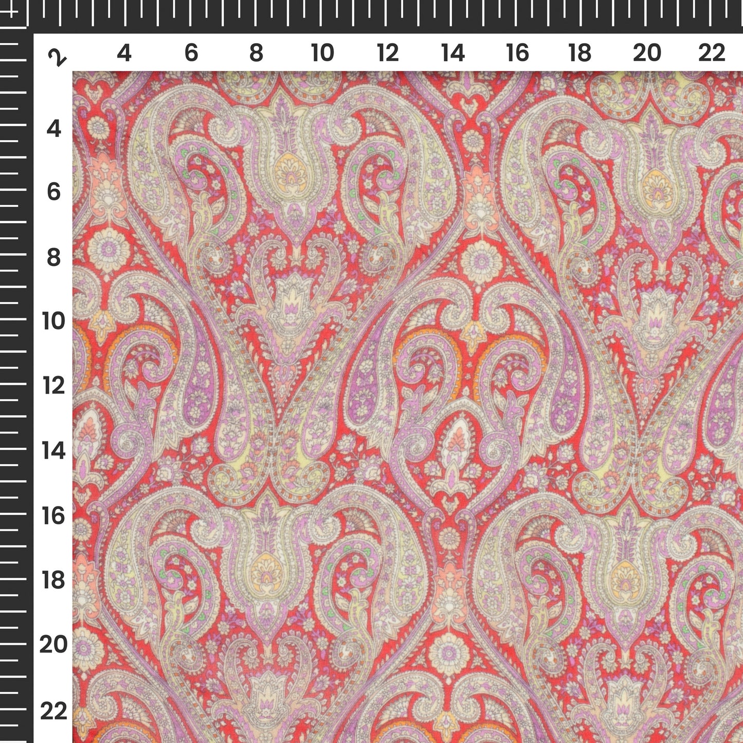 Vintage Paisley Digital Print Pure Organza Fabric