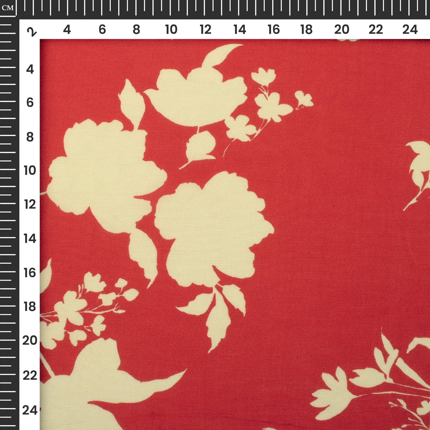 Cardinal Red Floral Digital Print Viscose Muslin Fabric