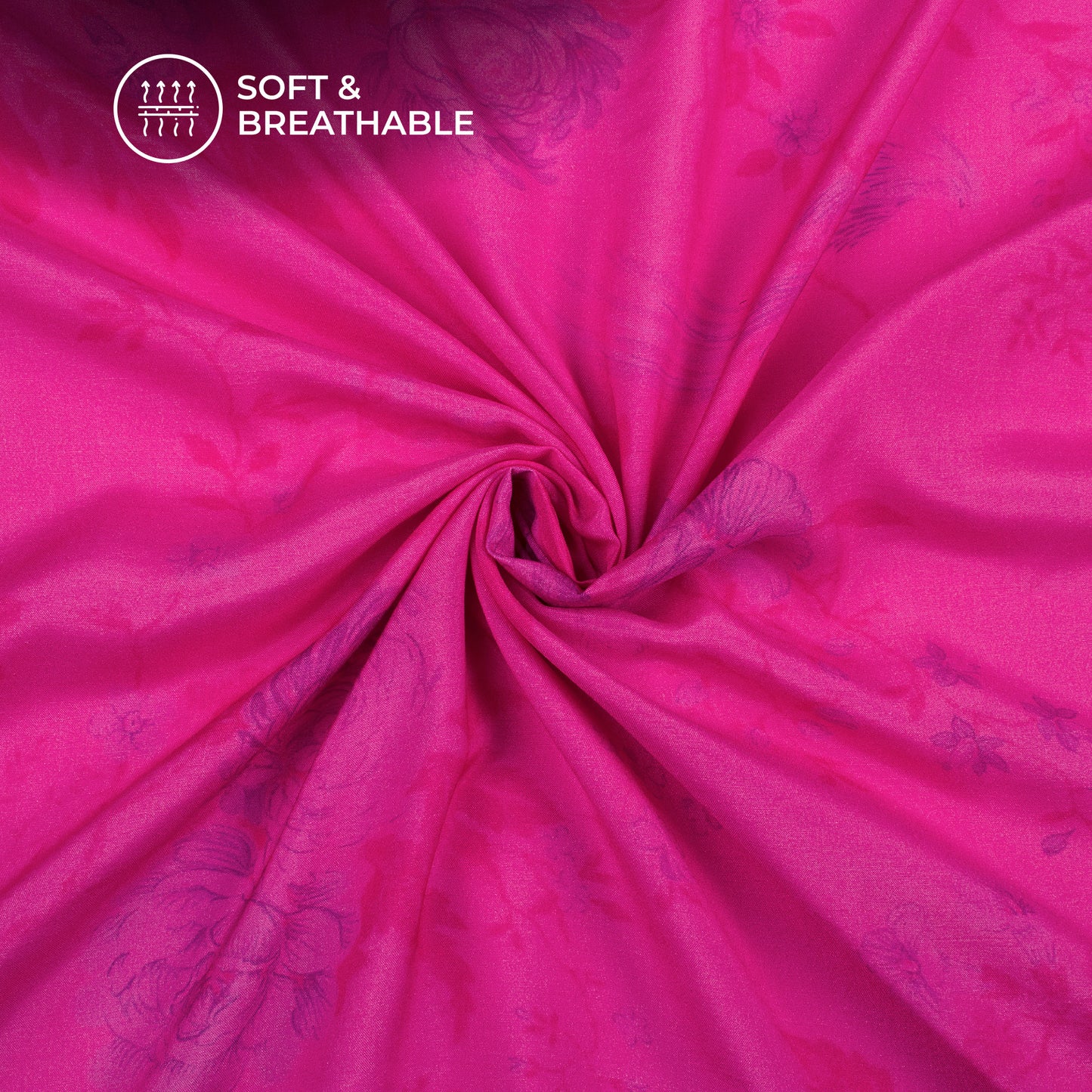 Magenta Purple Floral Digital Print Viscose Muslin Fabric