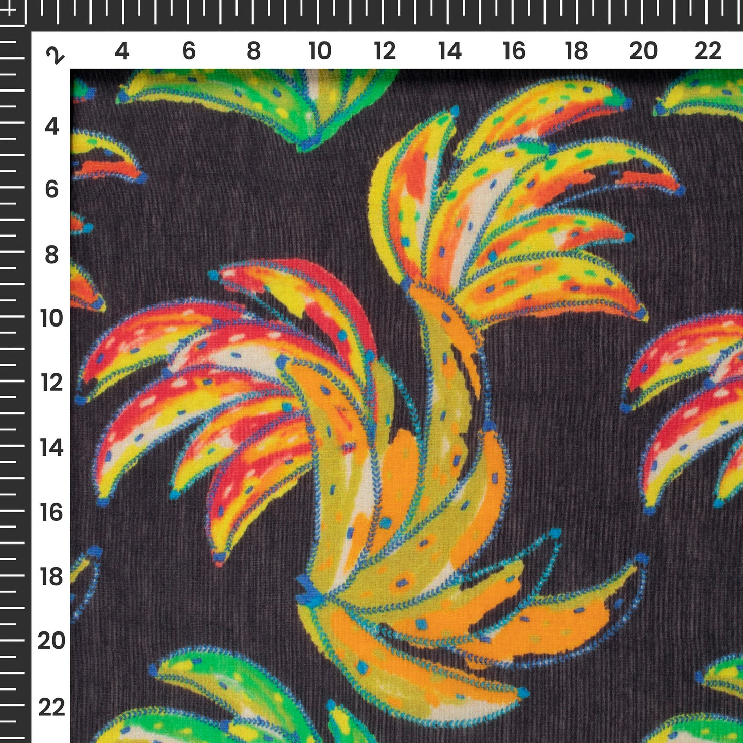Multi-Color Fruit,Floral Digital Print Viscose Chanderi Fabric