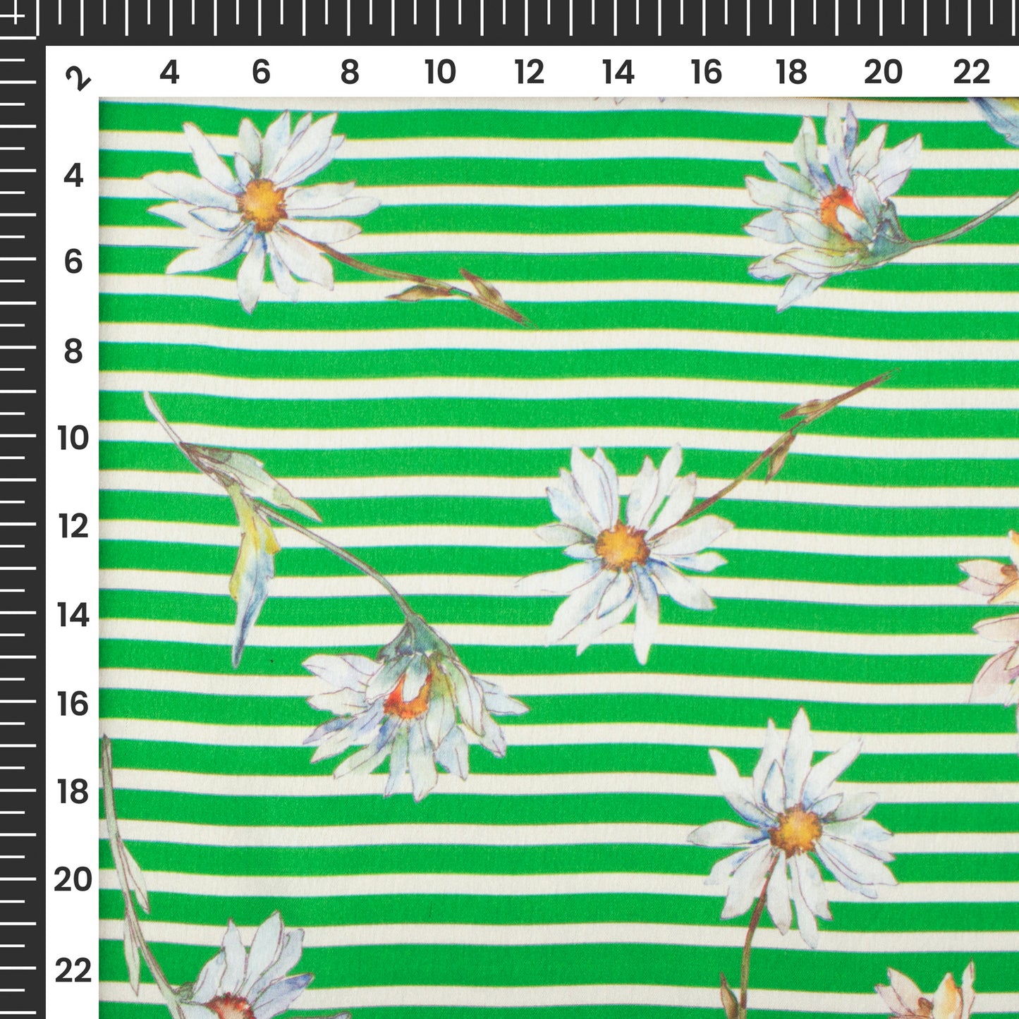 Green Floral Digital Print Japan Satin Fabric
