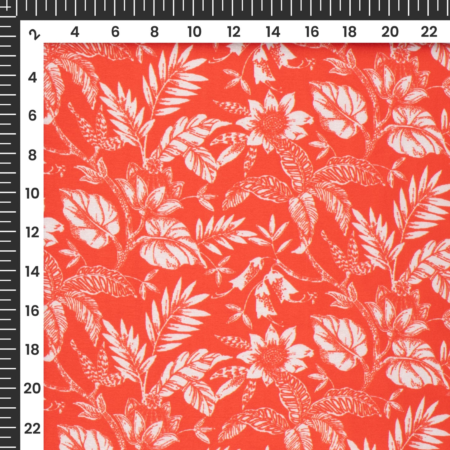 Orange Floral Digital Print Japan Satin Fabric