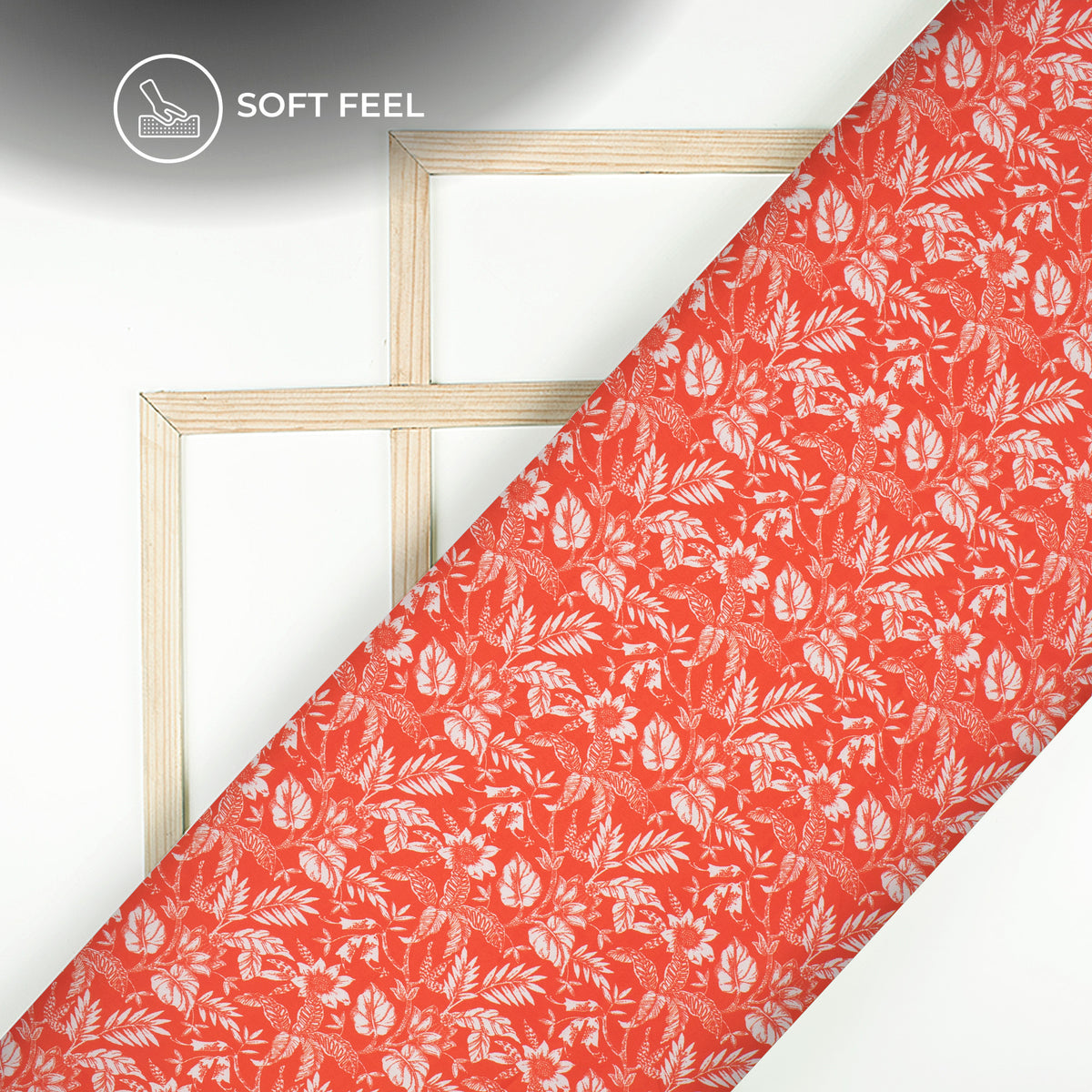 Orange Floral Digital Print Japan Satin Fabric
