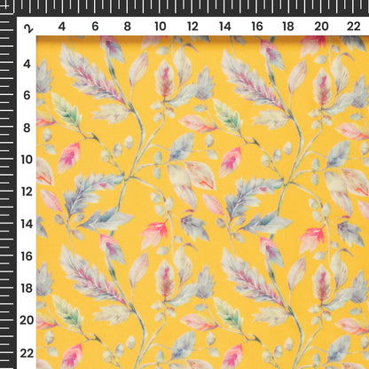 Mustard Floral Digital Print Modal Satin Fabric