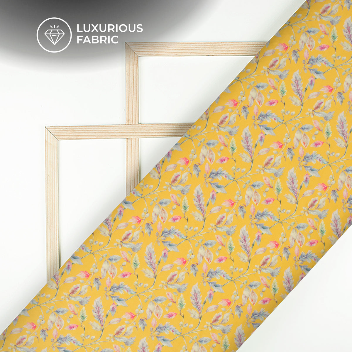 Mustard Floral Digital Print Modal Satin Fabric