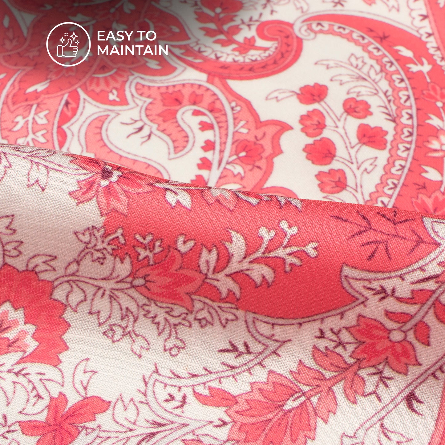 Dark Pink Floral Digital Print Modal Satin Fabric