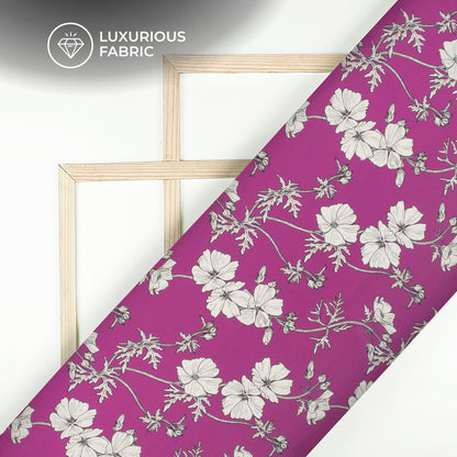 Puple Floral Digital Print Modal Satin Fabric