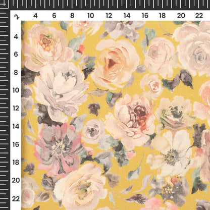 Baby Pink Floral Digital Print Crepe Silk Fabric