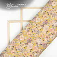 Baby Pink Floral Digital Print Crepe Silk Fabric