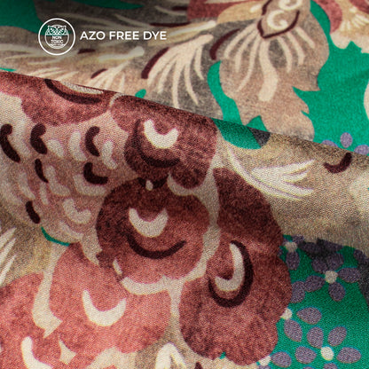 Viridian Green Floral Digital Print Crepe Silk Fabric