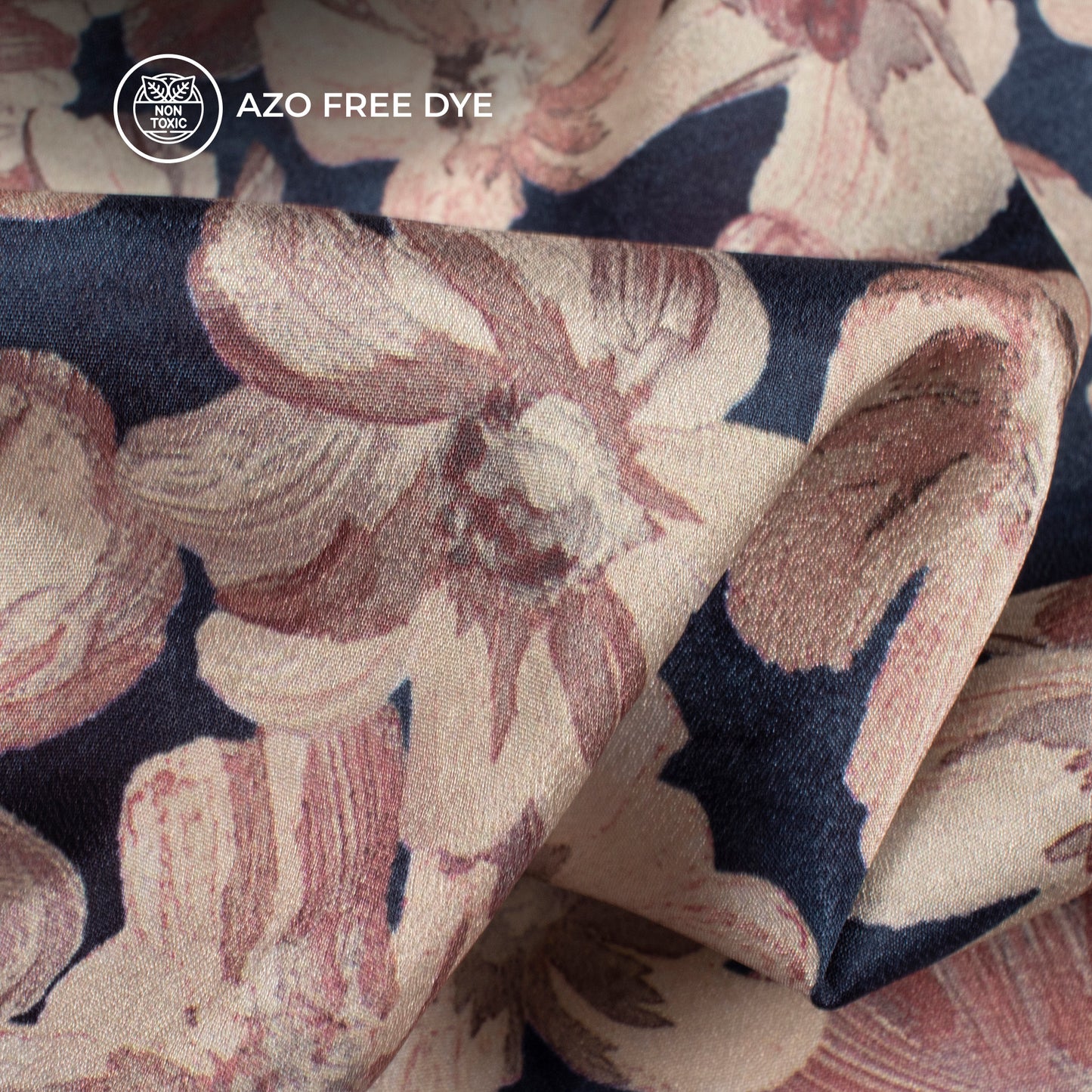 Beige Floral Digital Print Crepe Silk Fabric