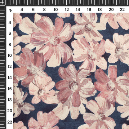 Beige Floral Digital Print Crepe Silk Fabric