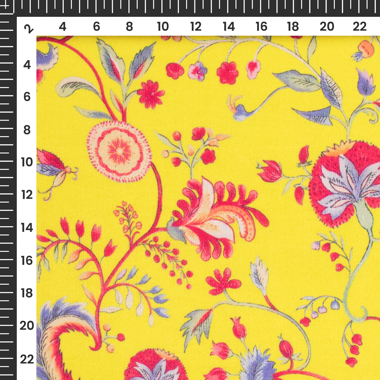 Chartreuse Yellow Floral Digital Print Viscose Uppada Silk Fabric