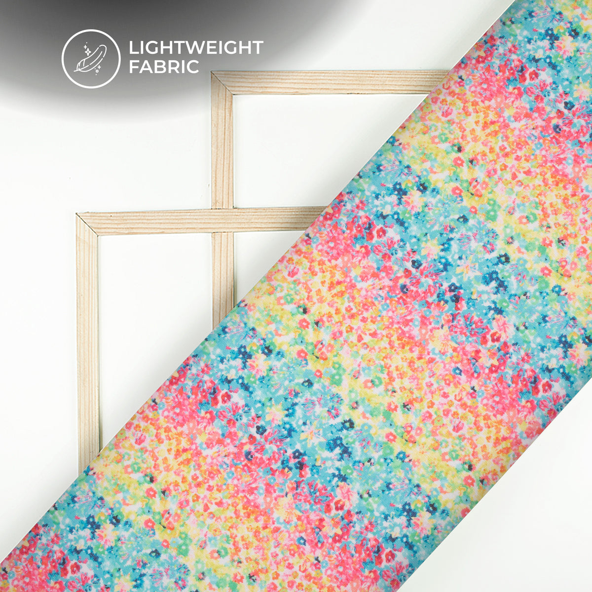 Pink Floral Digital Print Kota Doria Fabric