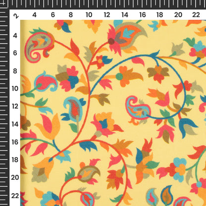 Saffron Floral Digital Print Butter Crepe Fabric