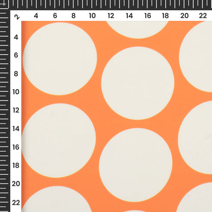 Tiger Orange Polka Dot Digital Print Crepe Satin Fabric