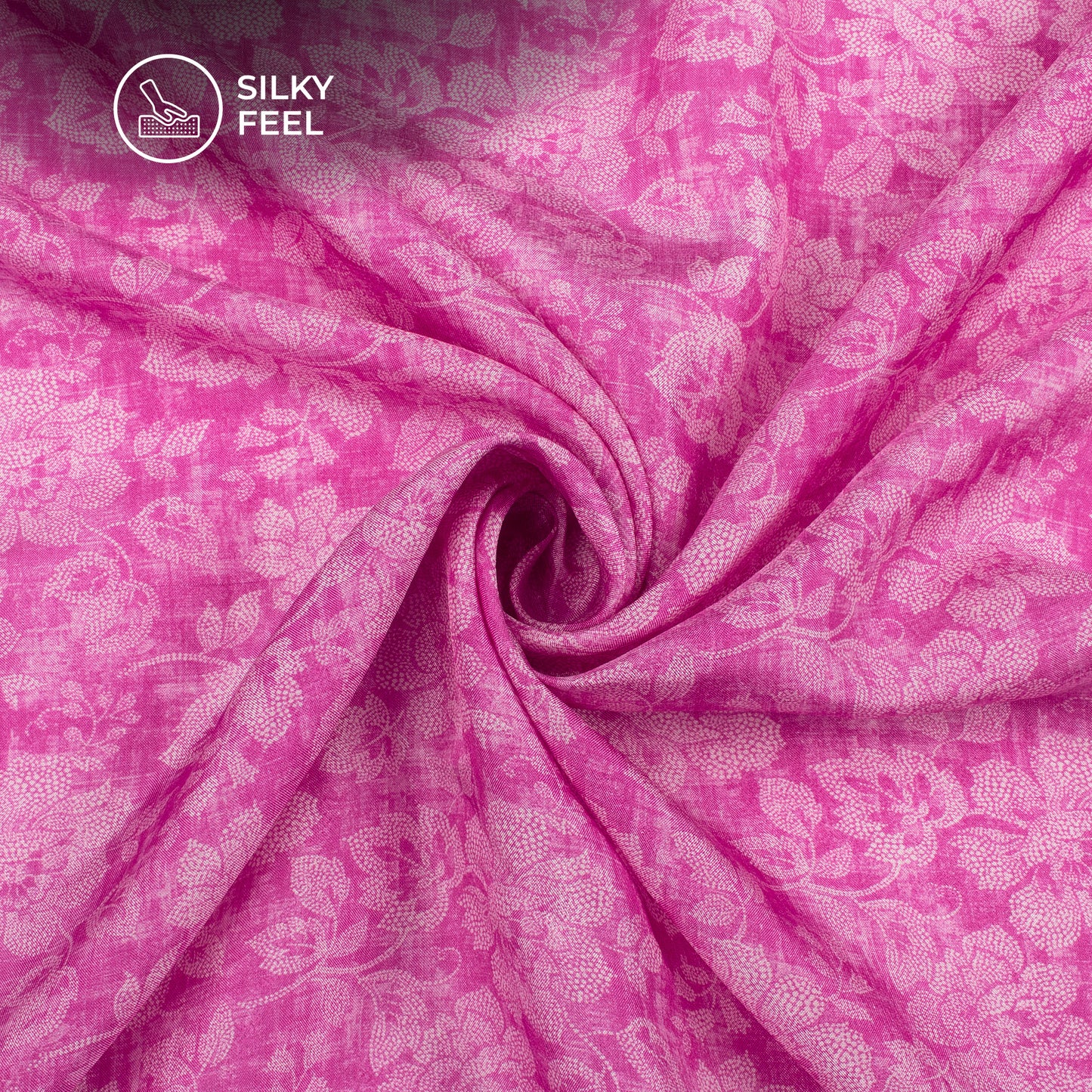 Bubblegum Pink Digital Print Viscose Uppada Silk Fabric