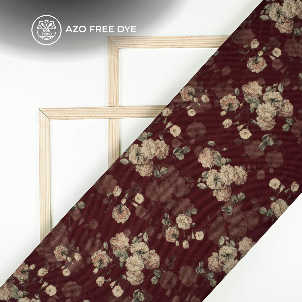 Pecan Brown Floral Digital Print Crepe Silk Fabric