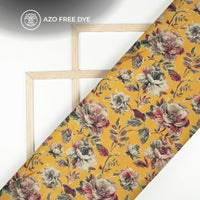 Canary Yellow Floral Digital Print Crepe Silk Fabric