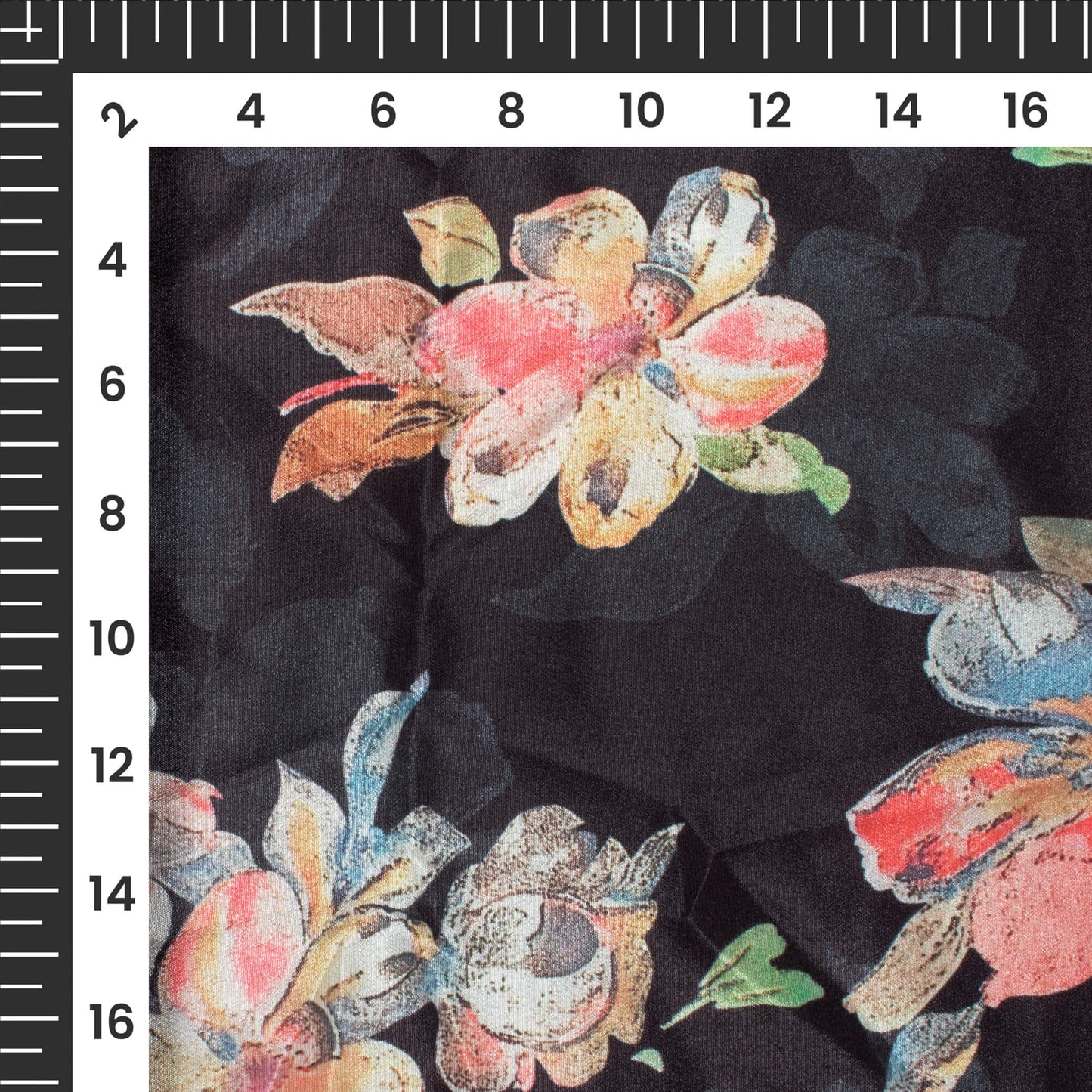 Multi Color Floral Digital Print Crepe Silk Fabric