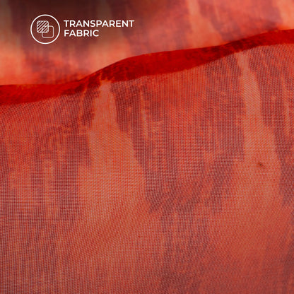 Cherry Red Chevron Digital Print Matt Organza Fabric