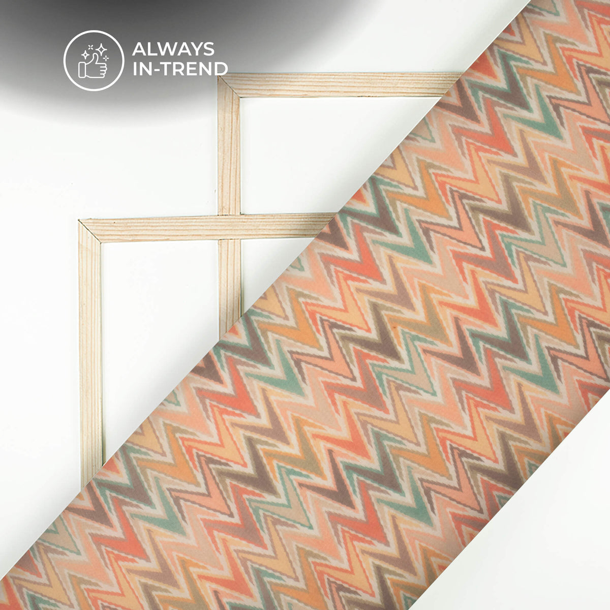 Multi Color Chevron Digital Print Matt Organza Fabric
