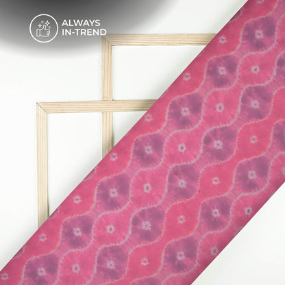 Fuscia Pink Bandhanii Digital Print Matt Organza Fabric