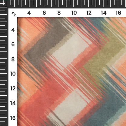 Rust Orange Chevron Digital Print Matt Organza Fabric