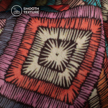 Multi-Color Abstract Digital Print Georgette Satin Fabric