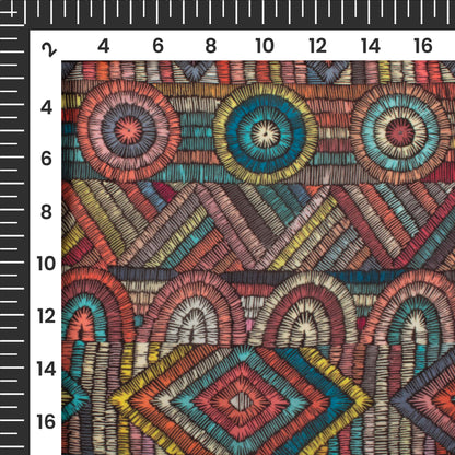 Multi-Color Abstract Digital Print Georgette Satin Fabric