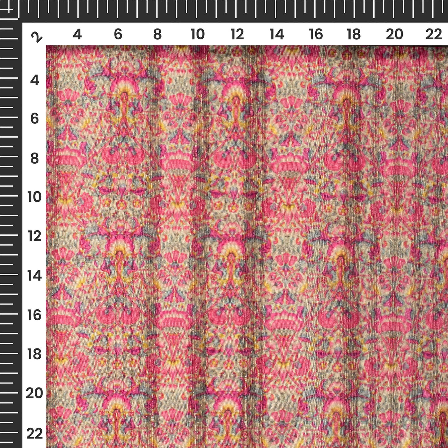 Hot Pink Traditional Digital Print Heritage Art Silk Fabric